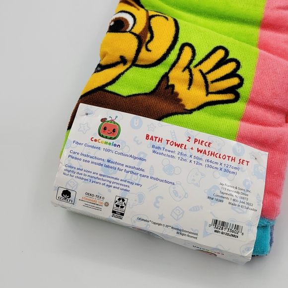 Sonic the hedgehog / Cocomelon Kids Cotton 2 Piece Bath Towel and Washcloth Set. - Picture 7 of 7